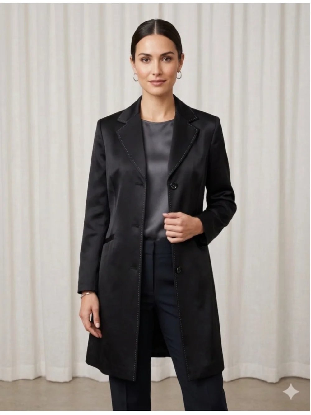 Women's Jones New York Black Blazer Jacket, Size 12, Polka Dot Lining